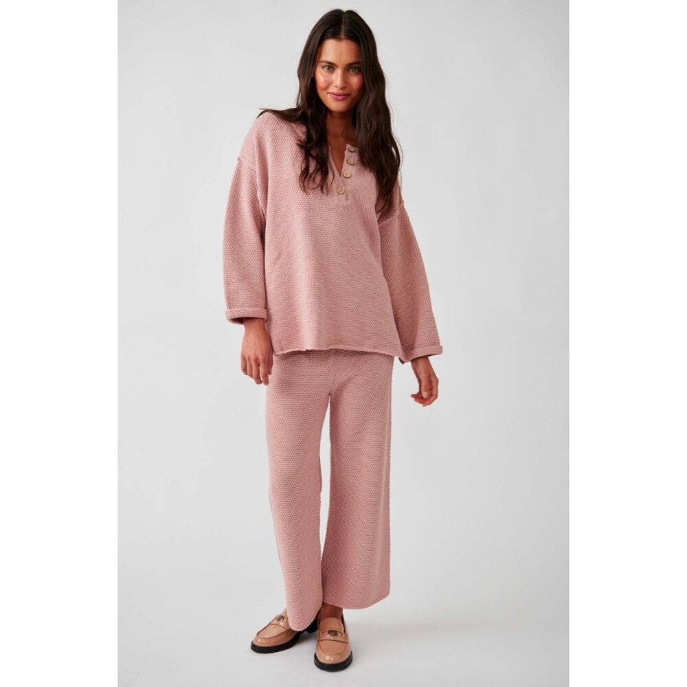 Free People Hailee Sweater & Pant Set in Dusty Himalayan Pink Size Small